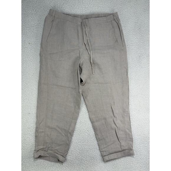 J. Jill Love Linen Ankle Pants Womens 2X Drawstring Lagenlook Beach Beige - Picture 1 of 7